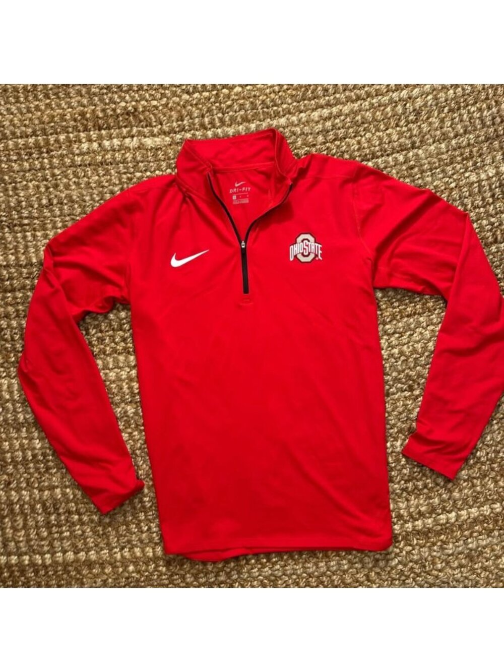 Nike Dri-Fit Ohio State Buckeyes Mens Quarter Zip Pullover Long Sleeve Red Large